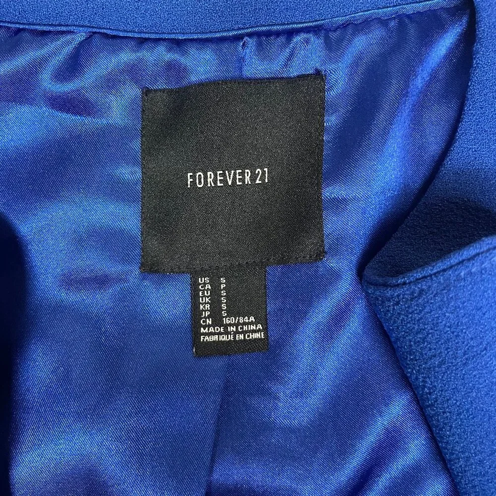 Forever 21 Royal Blue Studded Shoulder Open Front Blazer Small